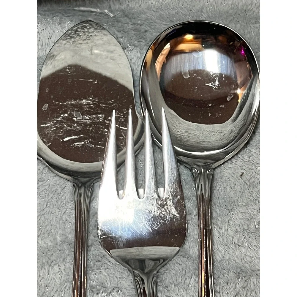 Eldan Japan Rococo Stainless Steel Serving‎ Utensils Set 3 Ornate Floral Vintage
